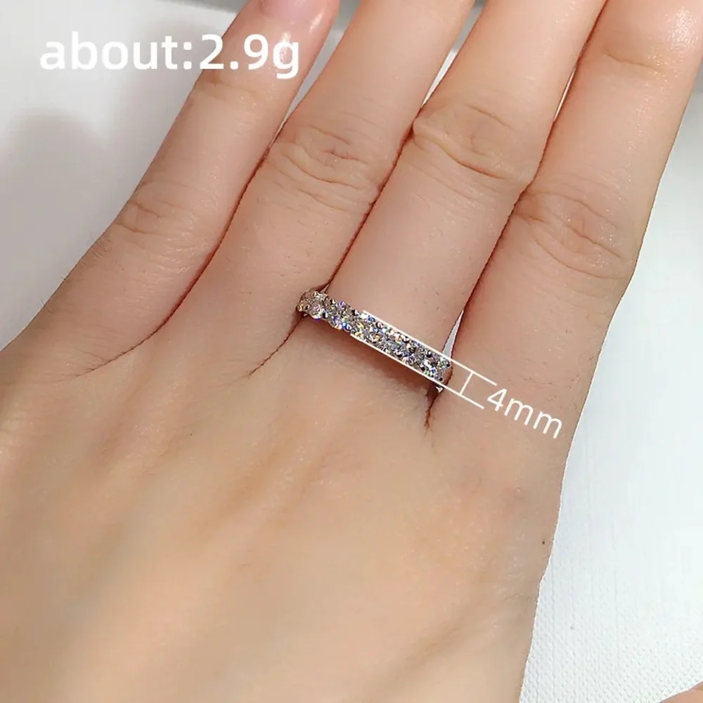 VVS1 Round Lab Dia Prong Half Eternity 925 Silver Wedding Band Ring